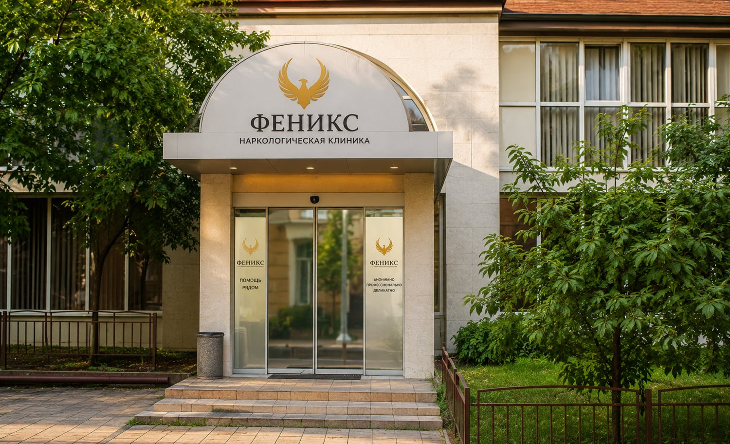 Вход в наркологическую клинику «Феникс» в Волгограде